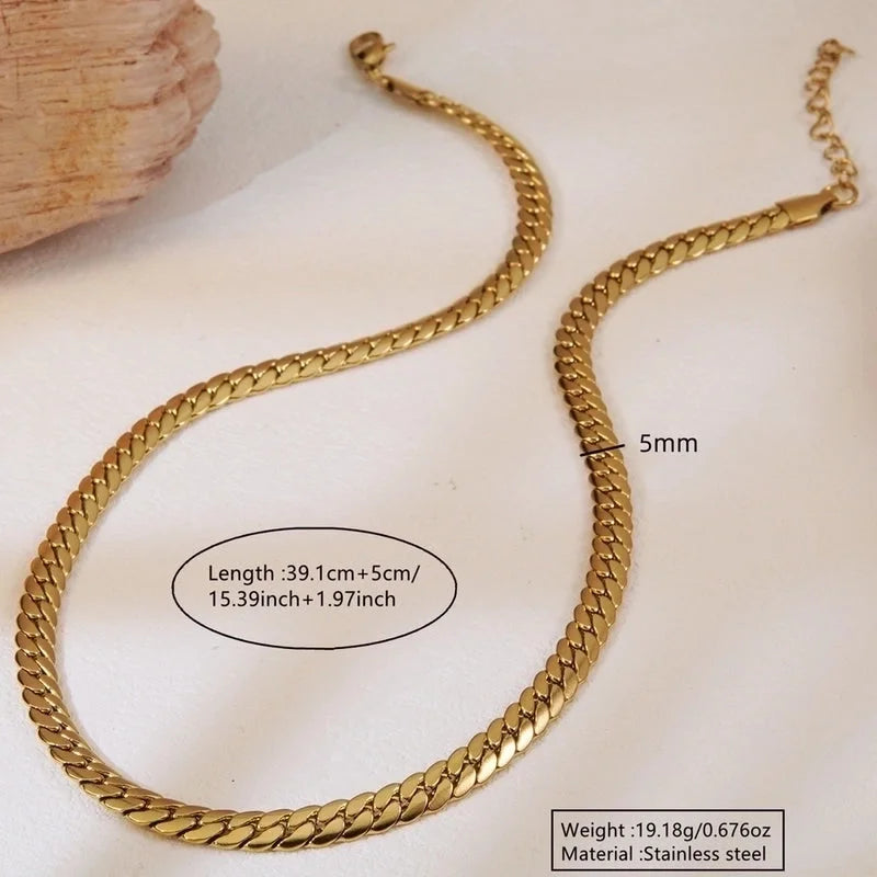 Elegant Minimalist Commute Grain 304 Stainless Steel 18K Gold Plated Jewelry Set