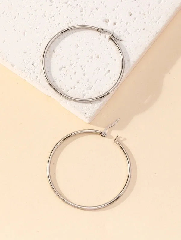 1 Pair Y2k Lady Artistic Solid Color Stainless Steel Hoop Earrings