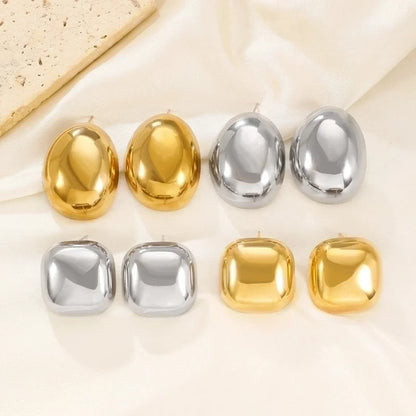 1 Pair Minimalist Classic Style Water Droplets Titanium Steel 18K Gold Plated Ear Studs