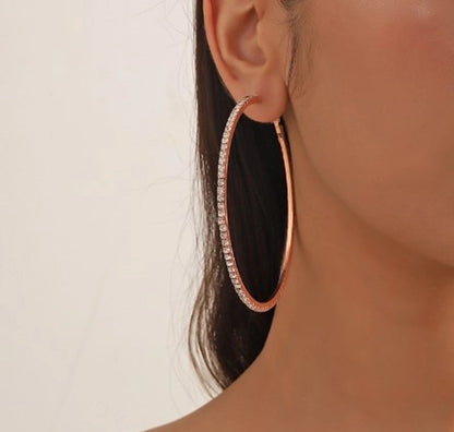 1 Pair Exaggerated Minimalist Circle Plating Inlay Copper Rhinestones Hoop Earrings