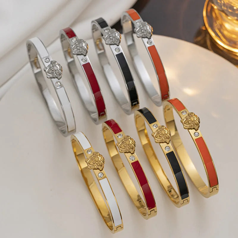 Ellipse Stainless Steel 18K Gold Plated Bangles