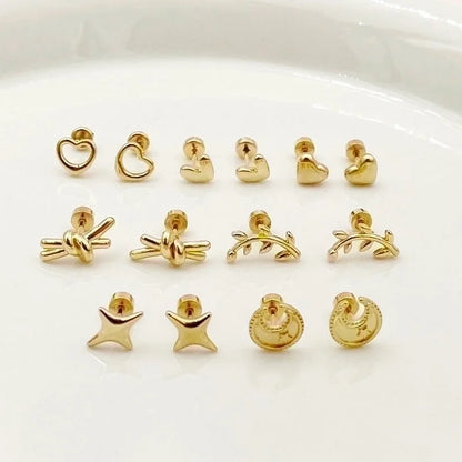 1 Pair Basic Minimalist Star Moon Heart Shape Plating 304 Stainless Steel 14K Gold Plated Ear Studs
