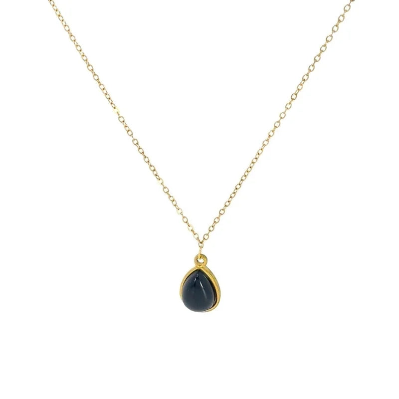 Retro Water Droplets 304 Stainless Steel Plating Pendant Necklace