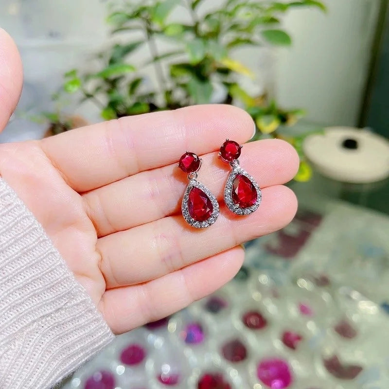 1 Pair Elegant Water Droplets Inlay Copper Crystal Zircon White Gold Plated Drop Earrings