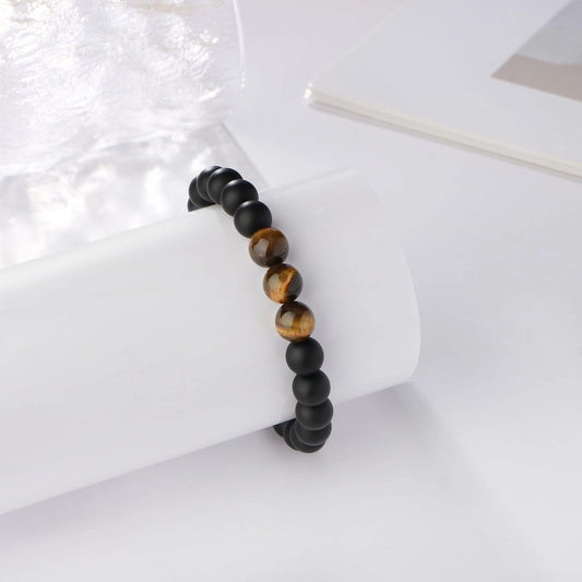 Hot Men's Gift Bracelet Natural Stone Beaded Tiger Eye Stone Woven Bracelet Christmas Father's Day Bracelet