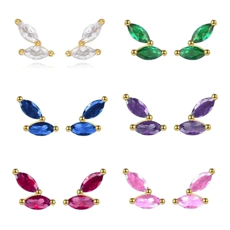 1 Pair Minimalist Solid Color Inlay 925 Sterling Silver Copper Zircon Ear Studs