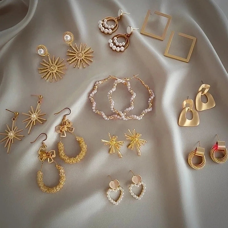 Fashion Geometric Alloy Plating Pearl Women's Earrings 1 Pair