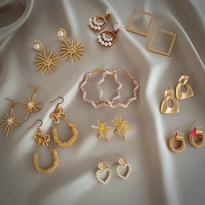 Fashion Geometric Alloy Plating Pearl Women's Earrings 1 Pair