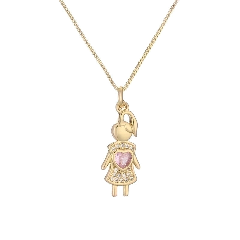 Ig Style Minimalist Dog Cat Copper Plating Inlay Zircon Gold Plated Pendant Necklace