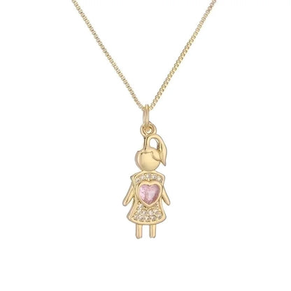 Ig Style Minimalist Dog Cat Copper Plating Inlay Zircon Gold Plated Pendant Necklace