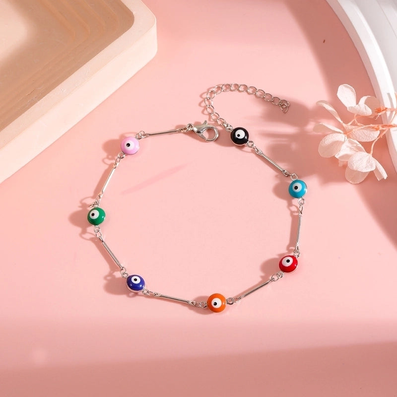 Copper Vacation Minimalist Plating Geometric Devil's Eye Bracelets Anklet Necklace