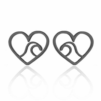 Minimalist Christmas Tree Heart Shape Elk Stainless Steel Plating Hollow Out Ear Studs 1 Pair