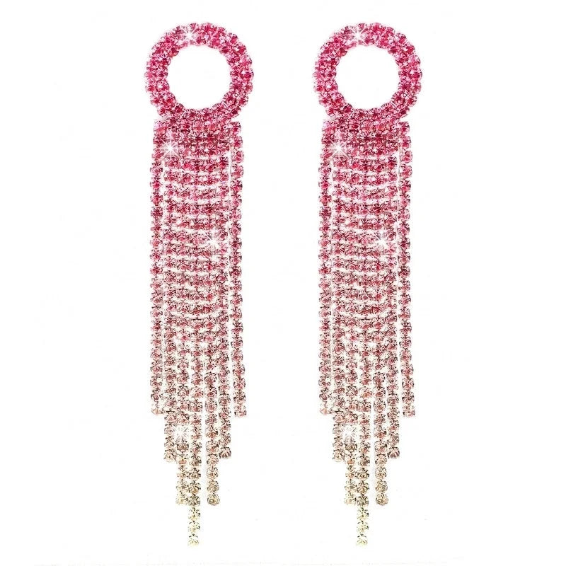1 Pair Sweet Tassel Plating Inlay Copper Rhinestones Silver Plated Drop Earrings