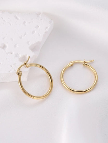 1 Pair Vintage Style Modern Style Minimalist Round Plating Titanium Steel 18K Gold Plated Hoop Earrings