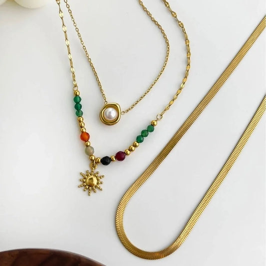 Vintage Style Classic Style Geometric 316L Stainless Steel 18K Gold Plated Necklace