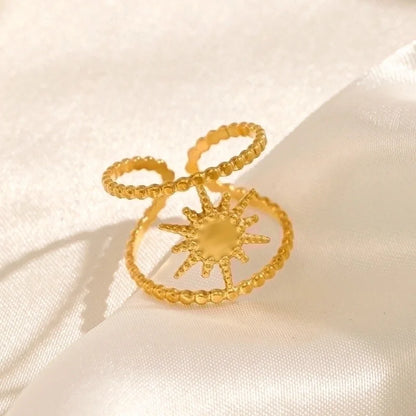 304 Stainless Steel 18K Gold Plated IG Style Plating Star Open Ring