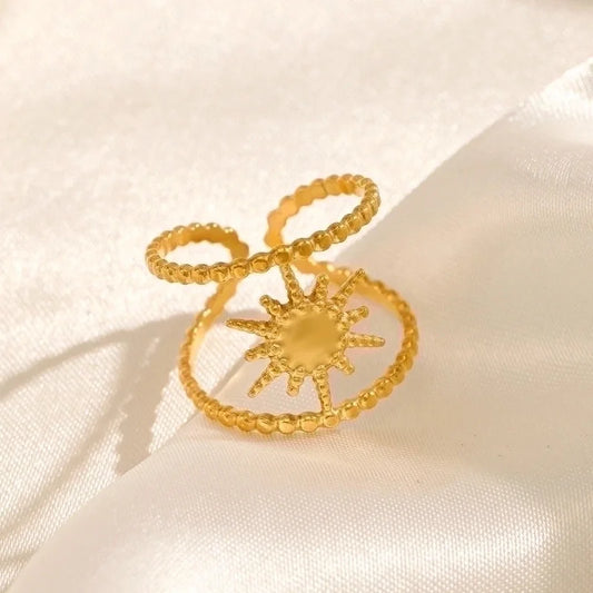 304 Stainless Steel 18K Gold Plated IG Style Plating Star Open Ring