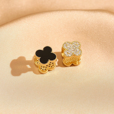 2 Pieces Moderate Luxury Flower Copper Diamond Inlay Stud Earrings