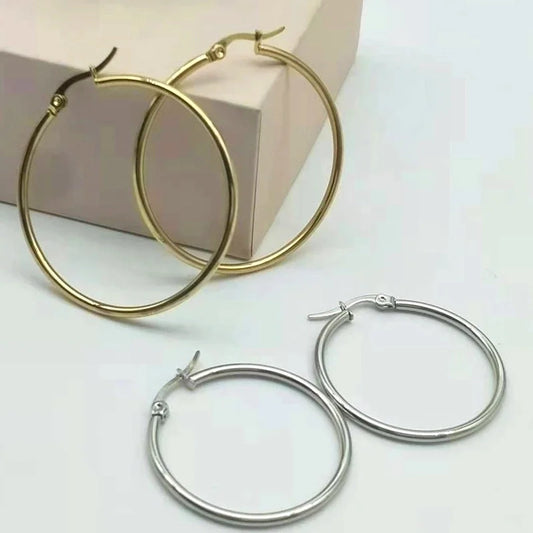 10 Pieces Fashion Round Plating 201 Stainless Steel 18K Gold Plated Hoop Earrings
