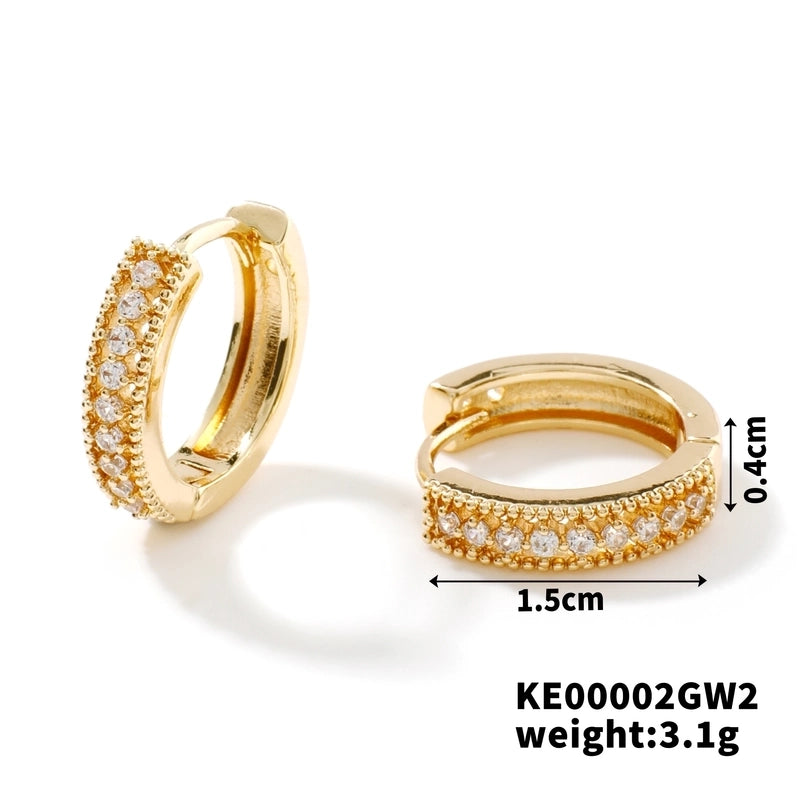 1 Pair Hip-Hop Minimalist Circle Plating Inlay Copper Zircon K Gold Plated Earrings