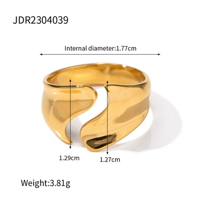 IG Style Geometric 304 Stainless Steel Artificial Pearls Zircon 18K Gold Plated Inlay Open Rings Rings