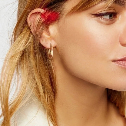 1 Pair Minimalist C Shape Plating 201 Stainless Steel Hoop Earrings Ear Studs