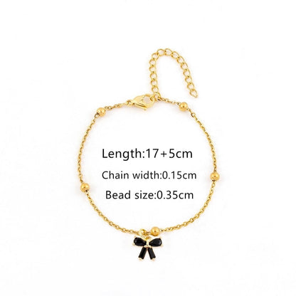 Elegant Minimalist Classic Style Bow Knot 201 Stainless Steel Artificial Crystal Cross Bead Necklace Bracelets In Bulk