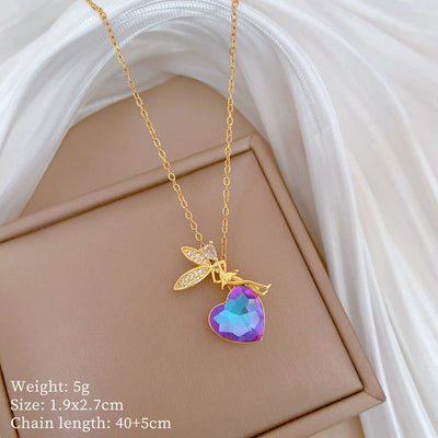 Minimalist Geometric Titanium Steel Diamond Inlay Necklaces