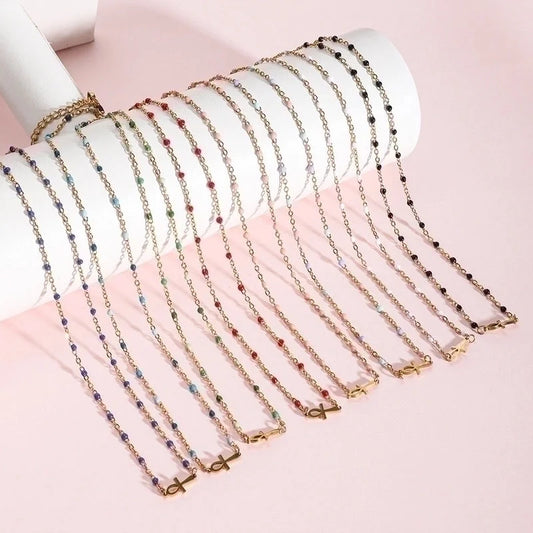 Minimalist Cross Stainless Steel Titanium Steel Enamel Necklace