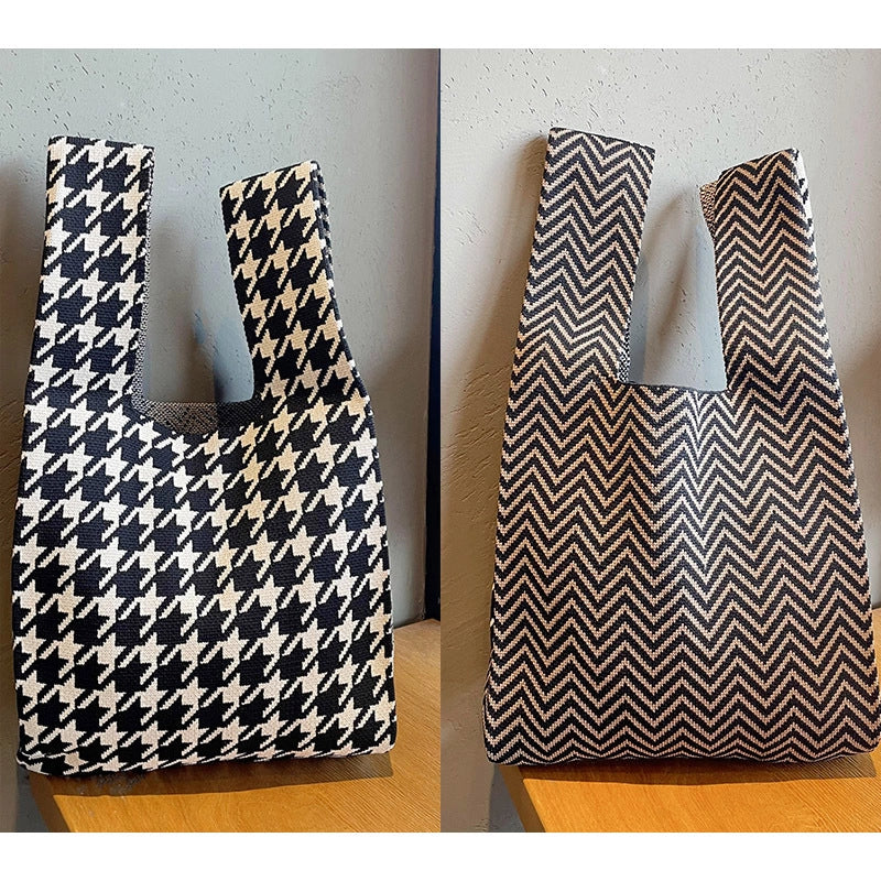 Vest Bag Vest Bag Cute Panda Large Knitted Shoulder Handbag Hand Bag Commuter Large Capacity Wrist Bag