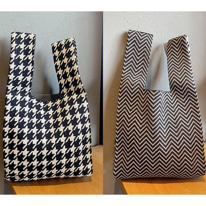 Vest Bag Vest Bag Cute Panda Large Knitted Shoulder Handbag Hand Bag Commuter Large Capacity Wrist Bag