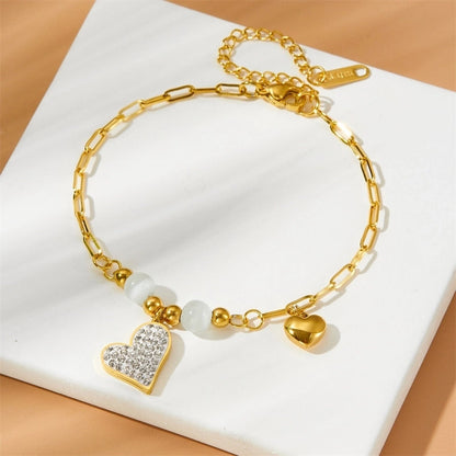 Minimalist Classic Style Heart Shape 304 Stainless Steel Stainless Steel Bracelets In Bulk