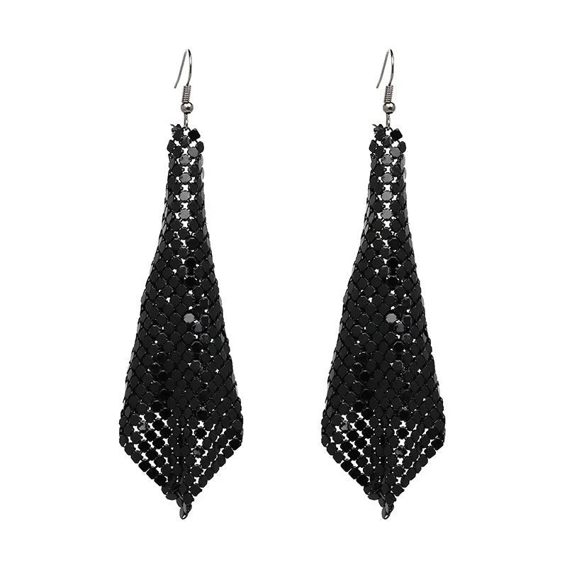 Supply Fashion Earrings Metal Sequins Tassel Earrings Creative New Square Geometric Long Earrings