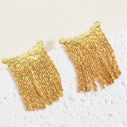 1 Pair Elegant Tassel Sequins Plating Inlay Brass Zircon 14k Gold Plated White Gold Plated Drop Earrings