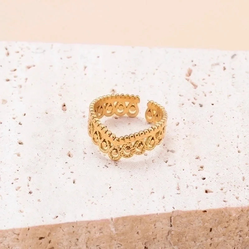 Modern Style Cross Infinity Moon Stainless Steel Plating 18k Gold Plated Open Ring