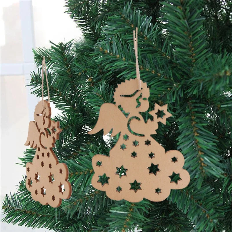 Wooden Crafts Creative Hollow Carving Christmas Tree Pendant Home Decoration Handmade DIY Holiday Decoration Props