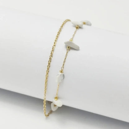 Elegant Beach Minimalist Geometric Crystal Gravel 18K Gold Plated Bracelets In Bulk