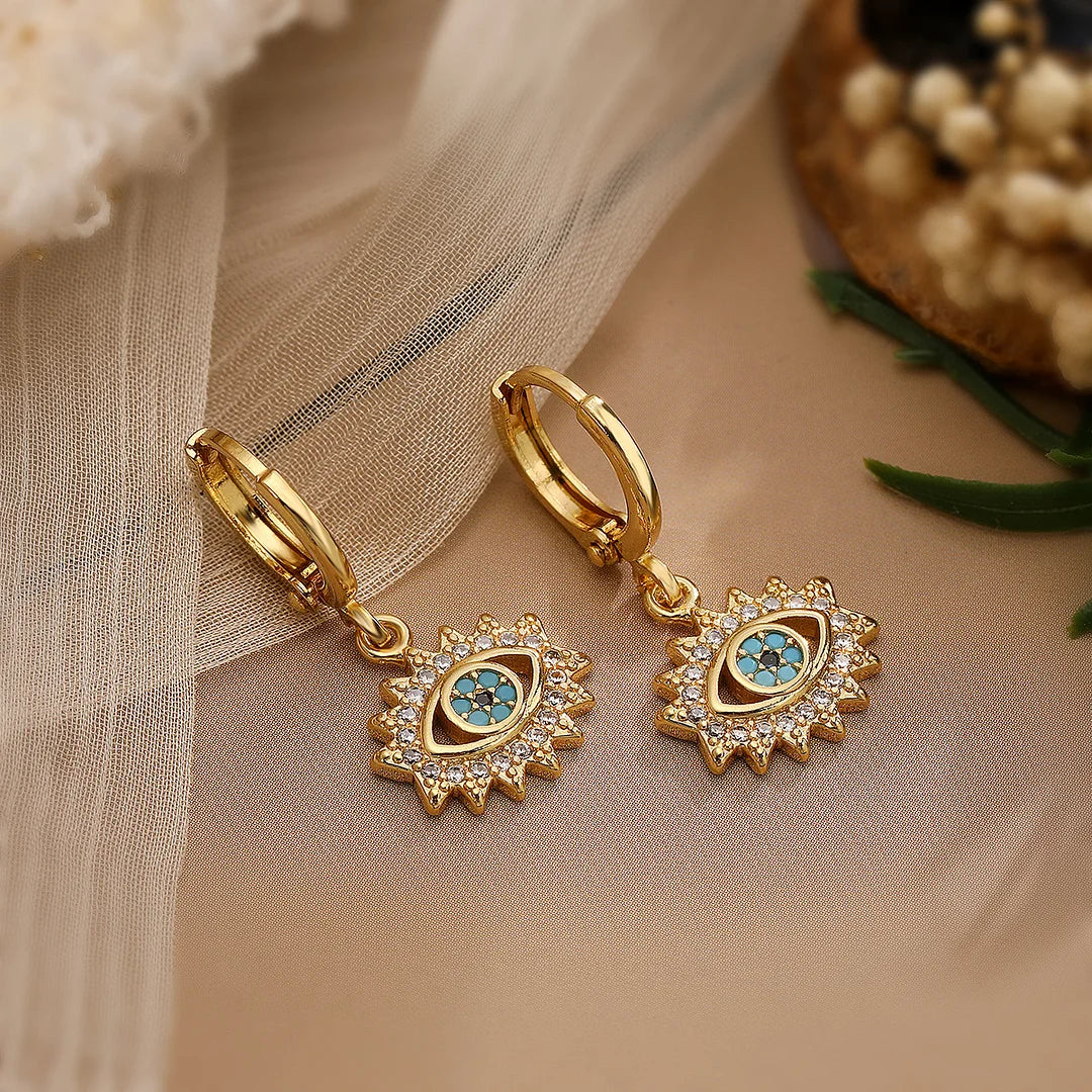 Minimalist Irregular Evil Eye Copper Inlay Jewelry Sets