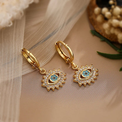 Minimalist Irregular Evil Eye Copper Inlay Jewelry Sets