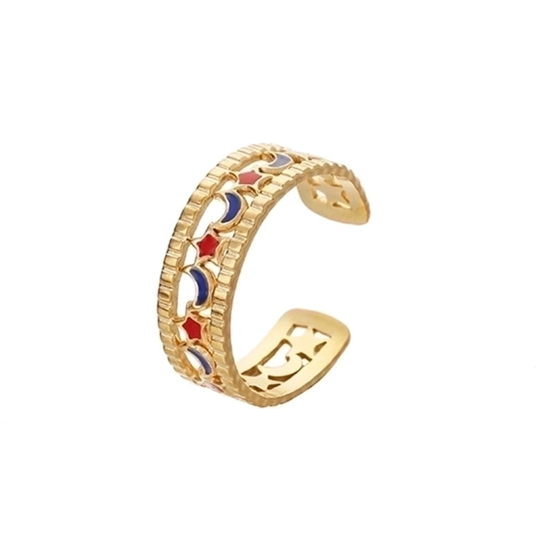 Fashion Geometric 304 Stainless Steel 18K Gold Plated Plating Open Ring