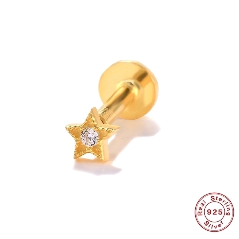 1 Piece Ear Cartilage Rings & Studs Minimalist Geometric 925 Sterling Silver Plating Inlay Zircon