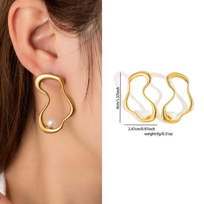 1 Pair Retro Minimalist Geometric Plating Titanium Steel Drop Earrings Ear Studs