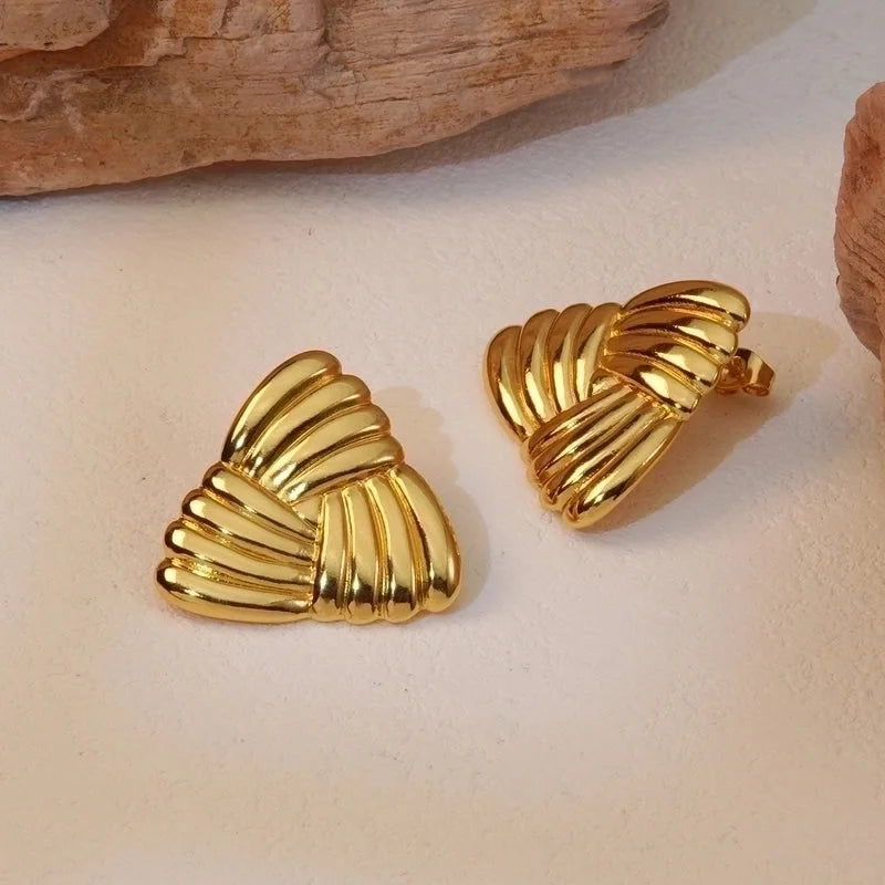 1 Pair Minimalist Triangle Plating 304 Stainless Steel Imitation Gold Stainless Steel Earrings