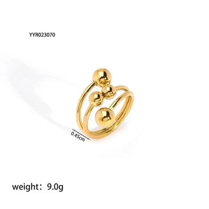 201 Stainless Steel 18K Gold Plated Vintage Style French Style Plating Inlay Ball Zircon Open Rings