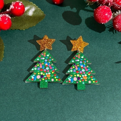 1 Pair Casual Minimalist Cactus Christmas Tree Arylic Drop Earrings