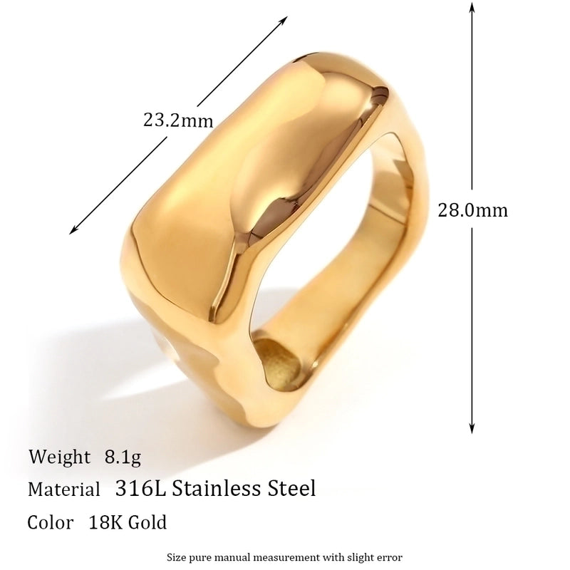 Minimalist Classic Style Solid Color 304 Stainless Steel 18K Gold Plated Plating Rings