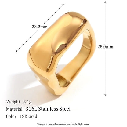 Minimalist Classic Style Solid Color 304 Stainless Steel 18K Gold Plated Plating Rings
