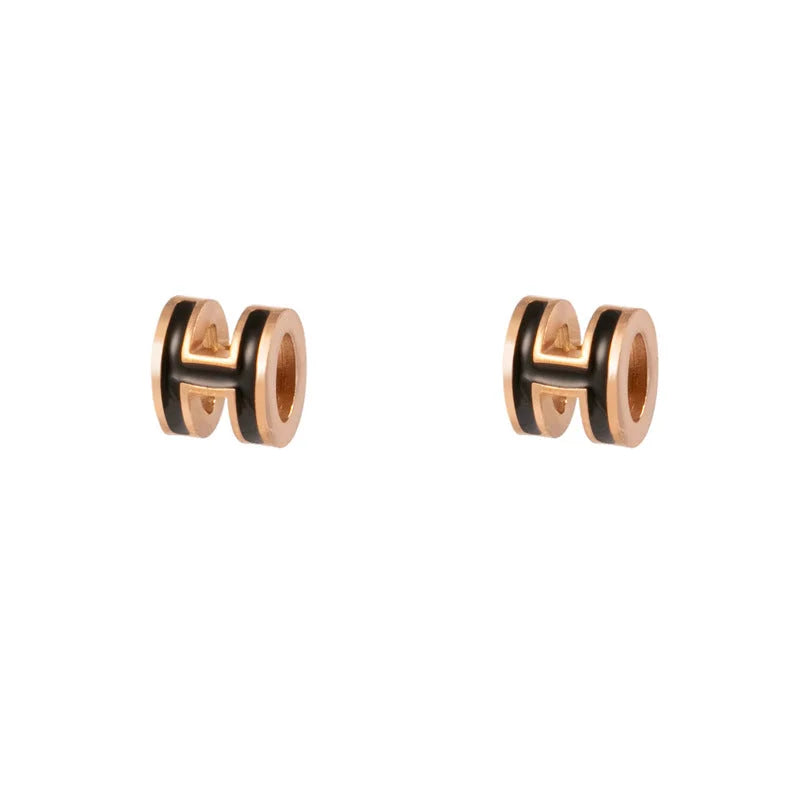 Cartoon Geometric Titanium Steel 18K Gold Plated Stud Earrings
