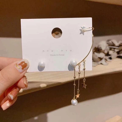 1 Pair Fashion Flower Butterfly Bow Knot Inlay Alloy Artificial Pearls Rhinestones Shell Earrings