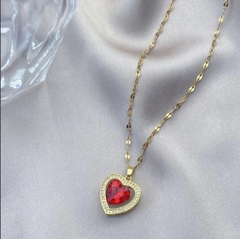 Minimalist Bow Knot Titanium Steel Copper Inlay Rhinestones Pendant Necklace